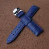 Watch Bands Dark Blue Genuine Cowhide Leather 14mm 16mm 18mm 20mm 22 Mm Watches Band Strap Belt Watchband Folding Clasp Buckle 218x