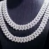 Partihandel Fashion Hip Hop Jewelry S925 Sterling Silver Choker Three Layer Moissanite Cuban Chain Necklace