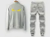 Survetement FF Homme Ensemble 2 Pieces Sweat-Shirt Zipper Jogging Pantalon Sportwear Manches Longues Activewear