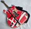 Pesante reliquia Edward van Halen Franken Stein Electric Guitar White Black Stripe Red, Floyd Rose Tremolo Bridge Blocking dado, pulsante Special Strap 2589