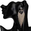 Stud Earrings Long Tassel Chain Party Glittering Accessory Love Shape Women'S European And American