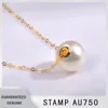 Natural Freshwater Pearl Pendant Necklace 18K Pure Yellow Gold Chain White Pink Purple Round Pearl Women Fine Jewelry X235 240118