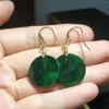 Dangle Earrings 1pcs/lot Dry Green Jadeite Jade Natural Gemstone Female 14K Bag Gold Ear Hooks Gem Jewelry Precious