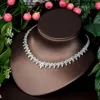 Ketting Oorbellen Set HIBRIDE Unieke Zirkonia Bladhanger en sets 4 STKS Bruids Bruiloft Sieraden Voor Bruiden Geschenken N-152