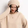 Berretti Cappello in cashmere Autunno e inverno Berretto ceroso morbido lavorato a maglia casual da donna Baotou a doppio filo