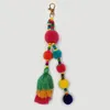 Porte-clés coloré boule de cheveux pompon porte-clés en peluche pompon pendentif porte-clés accessoires femmes sac suspendus ornements décorations