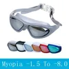 Yetişkinler Yüzme Goggles Myopia Dalış Maskesi Antifog Spor Büyük Çerçeve Reçete Yüzme Gözlük Derecesi Optik Su Geçirmez Gözlükler 240123