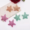 Stud Earrings Fashion Punk Hollow Out Pink Orange Green Starfish Seahorse Clear Crystal For Women Grils Party Gift Jewelry