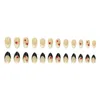 False Nails 24pcs French Simple Fake Ins White Black Edge Nude Color Heart Nail Tips Almond Stick On Patch For Girl Lady