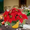 Plante artificielle de Poinsettia rouge en pot de fleurs décoratives pour pièce maîtresse de Table