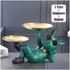 Decorative Objects Figurines Resin Dog Statue Butler With For Storage Table Live Room French Bldog Ornaments Craft Gift 230314 Dro Dh5Fp