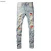 jeans de créateur pantalons pour hommes jeans violets Jean pour hommes en détresse Ripped Biker Slim Fit Motorcycle Mans pantalons empilés logo jeans Jan 27