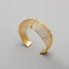 Armband 18K Real Gold Plated Spets Open Cuff Bangles for Women High Quality rostfritt stål spetsbunkiga uttalande armband smycken gåvor