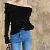 Slash Neck Sweater Hors Épaule Tricots Jumper Mode Coréenne Femmes Slim SexyY2k Automne Hiver Vêtements Rose Noir Abricot 240125