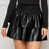 Skirts Women Sexy Solid Color Pu Leather Pleated Mini Women's Faux Skirt High Waist Causal Streetwear