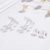 Studörhängen Panjbj Silver Color Zircon Snowflake Earring For Women Girl Christmas Geometric Fairness Jewelry Birthday Present