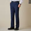 Men's Suits Men Pants Cotton Wash-and-wear Elastic Formal Fit Male Drape Plus Size Straight Black Dress Business Office Trouser A104