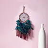 Łapacz Dream Boho Sun Dream Catcher Peacock Green Feathers z ręcznie robioną perłą i drewnianymi koralikami, wystrój wiszący ścianę do sypialni Dorm1221306