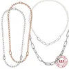 925 Sterling Silver Pearl Me Chain Link Necklace With Me Charm For Women Collars Silver S925 14k Rose Gold-plated Jewelry 240118