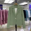 Damenanzüge, Damen-Blazer, kurz, Büro-Damen, elegant, Oberbekleidung, lange Ärmel, Taschen, Blazer, Mantel, Vintage-Stil, gekerbter Kragen, Knopf, weibliche Kleidung