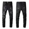 Purple Jeans Men Women Designer Fashion Style Personality Distress Ripped Bike Black and Blue Mixed High Street Patchwork Hip Hop Graffiti Pantspsxsjsw