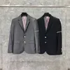 TB Thom Formal Blazer Men British Casual Suit Slim Męska Kurtka Spring Autumn Striped Rękaw Wysokiej jakości wełniane topy e99