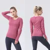 lu-008 2.0 Long sleeved Sports Top Fitness Shirt Elastic Round Neck Quick Drying and Breathable Fitness Room Exercise Running Hot Selling Style womens