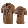 Groothandel op maat gemaakte voetbalshirts Detroit''Lions''Men 16 Jared Goff 58 Penei Sewell Dames Bruin 2023 Salute To Service Limited Jersey