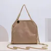 Дизайнерская Stella Mccartney Falabella Мини-сумка-тоут Роскошная женская металлическая серебристая золотистая черная маленькая сумка для покупок Кожаная сумка через плечо Кошелек