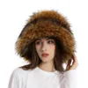 フェイクファーバケツハット冬の暖かい毛皮のような帽子女性レディボブパナマアウトドアフィッシャーマンハットキャップガールズ240125