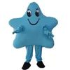 2024 Shiny Blue Star Head Mascot Costume Cartoon Theme Character Carnival Unisex Halloween Carnival Adults Birthday Party Fancy Outfit For Men Women