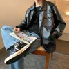 メンズジャケットファッション秋の革の男の子ハンサムオートバイコートトレンドの韓国語バージョンプランクトンジャケット