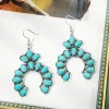 Bangles 2023 New Popular Ethnic Style Earrings European and American Turquoise Retro National Style Earrings Set Bohemian Earrings