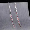 Kolczyki Dangle Kongmoon Multi Pear Black Cherry Red Fire Opal CZ Srebrna biżuteria dla kobiet Drop