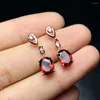 Dangle Earrings Fashion Natural Red Garnet Drop Gem Stone Water Round 925 Silver Female Party Jewelry