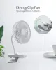 Ventiladores PK Xiaomi USB Clip Fan Ventilador portátil com clipe silencioso de 4 velocidades no mini ventilador de mesa 360 ° giratório alimentado por bateria branca