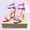 Fashion Gianvito 105 -см каблуки на каблуках сандалии Skyhigh для женщин для женщин летние роскошные дизайнерские обувь золотой теленок