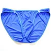 Underpants Funny Ice Silk Briefs Sexy U Convex Lingerie Mens Semi Transparent Buckle Underwear Low Waist Male Panties