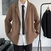 Herenjassen Casual blazer Effen kleur 3D-snijden Werkkleding Eenvoudig losvallend revers Zakelijk Kantoor Dagelijks kledingstuk