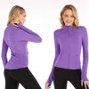 Giacche firmate da donna Giacca con cerniera Abbigliamento da yoga ad asciugatura rapida Donna Outdoor Casual Manica lunga Foro per il pollice Allenamento Giacca da corsa felpe estive