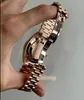 Montre-bracelet de luxe pour hommes Japon Mécanique Automatique 40 mm Rose Chocolate Factory Lunette en diamant Nouveau bracelet en acier inoxydable Saphir Saphir étanche Montre pour hommes