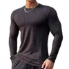 Ginásio de fitness camiseta dos homens casual manga longa camisa magro masculino musculação camisetas topos correndo esportes secagem rápida roupas treinamento 240123