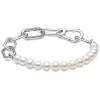 Armreifen mich Styling Frischwasser kultiviert Perle Linkkette Armband 925 Sterling Silber Armreif Fit Original beliebter Perlencharme DIY Juwely