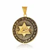 Mens Eye of Providence Pendant Star of David 14k Yellow Gold Wicca Amulet Talisman Halsband 24 tum