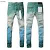 jeans firmati per pantaloni da uomo jeans viola Jeans da uomo Biker strappati effetto consumato Slim Fit Motocicletta Jeans classici da jogging con cuciture colorate da uomo 27 gennaio