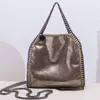 Дизайнерская Stella Mccartney Falabella Мини-сумка-тоут Роскошная женская металлическая серебристая золотистая черная маленькая сумка для покупок Кожаная сумка через плечо Кошелек