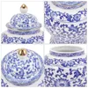 Frascos de armazenamento Jar Azul e Branco Porcelana Cerâmica Vasilha Cerâmica Multi-Função