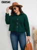 GIBSIE Plus Size Einreihige Fleece-Kurzjacke Damen Herbstmode Revers vorne offen Langarm Teddy-Outwear-Jacken 240126