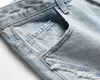 Herr jeans trasiga kant lapptäcke män kvinnor bomull twill färg denim byxor lös montering