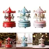 Christmas Wood Carousel Music Box Turn Horse Formed For Holiday Decoration 240118